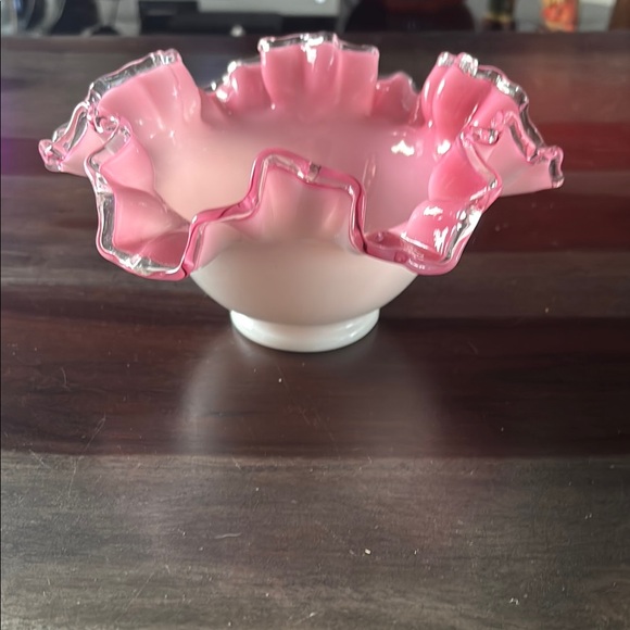 Vintage Fenton peach crest ruffled bowls set of 2 1940-1967